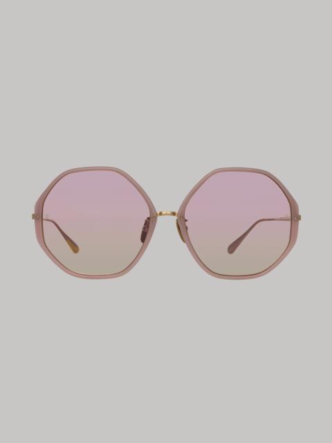 LINDA FARROW ALONA HEXAGON SUNGLASSES IN LILAC