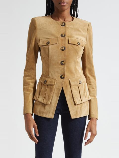 VERONICA BEARD Veronica Beard Orrin Suede Cargo Jacket in Desert Khaki at Nordstrom