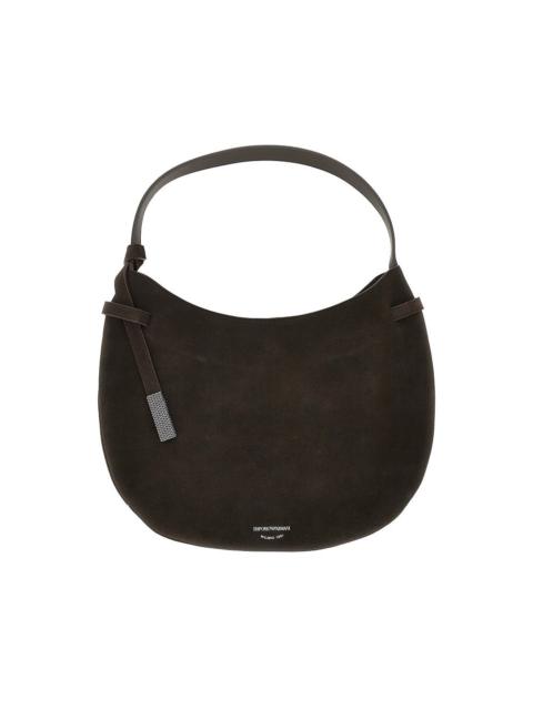 EMPORIO ARMANI Emporio Armani Suede Leather Hobo Bag Brown