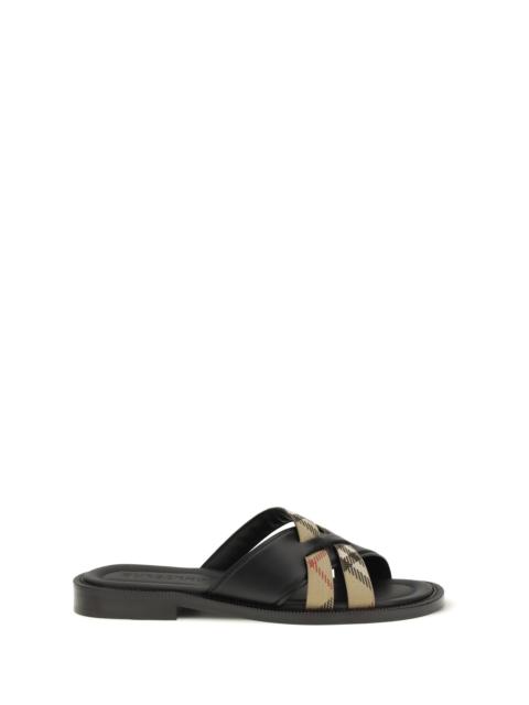 Burberry Burberry Drift Leather And Check Sandals