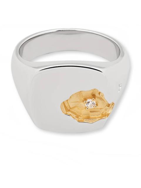 TOM WOOD MINED RING LARGE DIAMOND - S925 STERLING SILVER WITH 18K GOLD PLATING