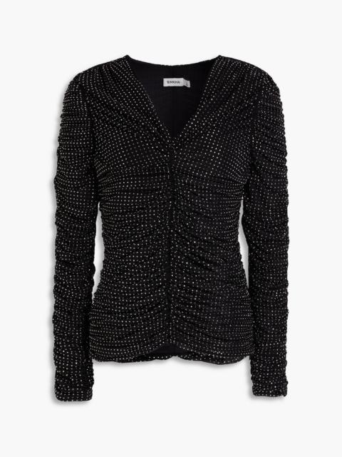 SIMKHAI Haydon crystal-embellished ruched jersey top