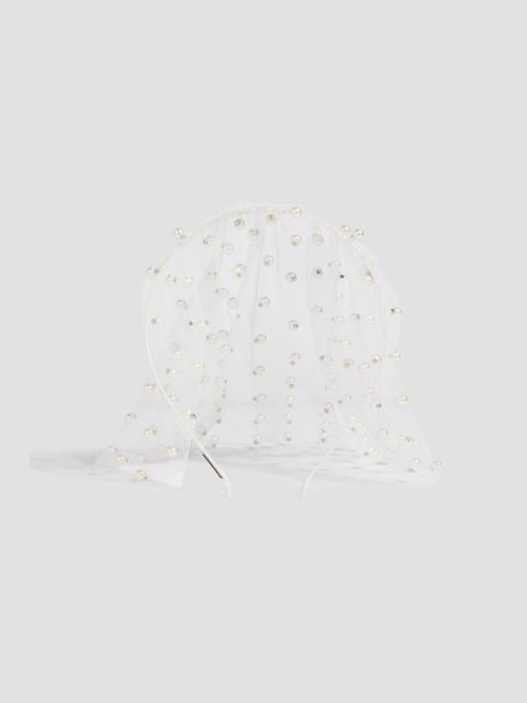 Jennifer Behr Chiara tulle and faux pearl veiled headband