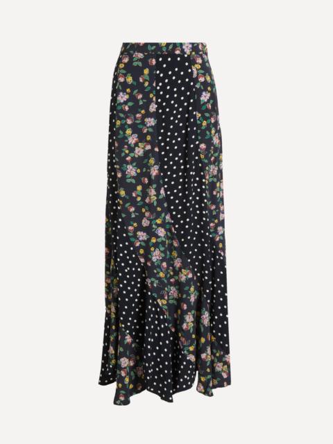 RIXO Gracella Kimmie Dot Mix Midi Skirt