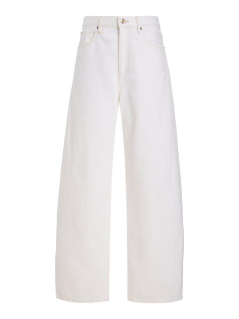 FRAME The Bubble Rigid High-Rise Barrel-Leg Jeans white