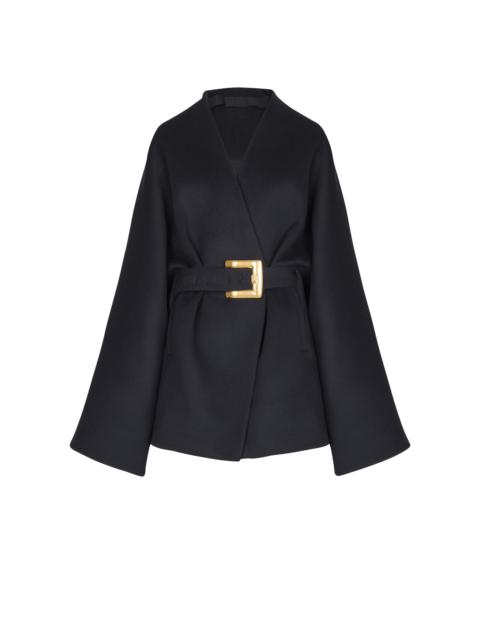 Balmain Short wool wrap coat