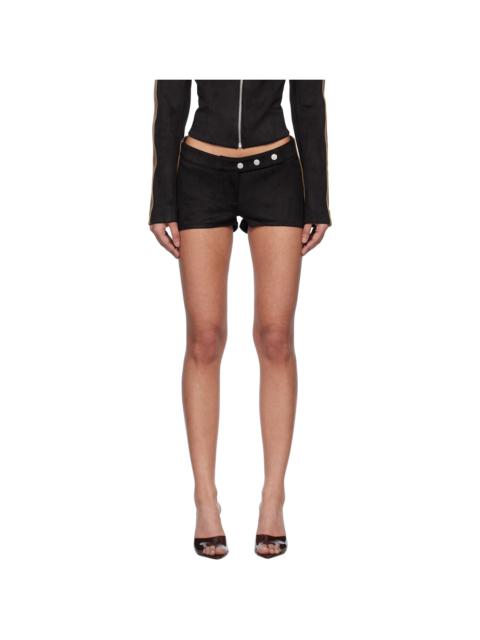 MISBHV Black Faux Suede Moto Shorts