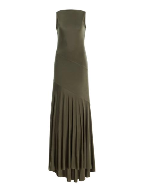 SIEDRÉS Exclusive Fens Knit Jersey Maxi Dress khaki