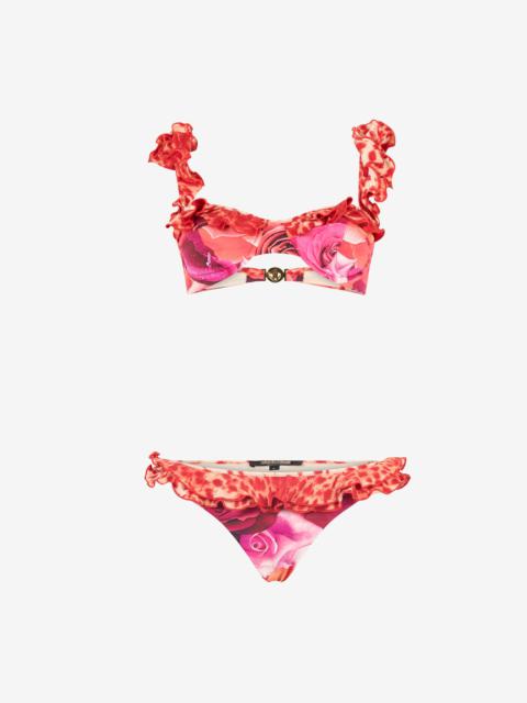 Roberto Cavalli Garden Rose And Cheetah Skin Bikini