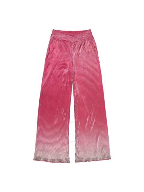 ROTATE Rotate Ladies Silvery Pink Glo Gradient Plisse Straight Pants