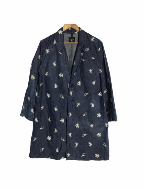 Issey Miyake - Ne net fullprint indigo dyed denim long denim jacket