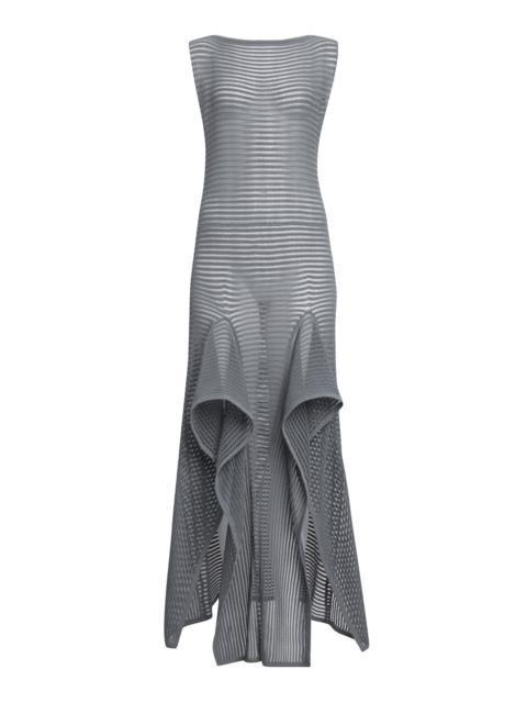 Alaïa Ladder-Stitched Cotton-Blend Midi Dress grey