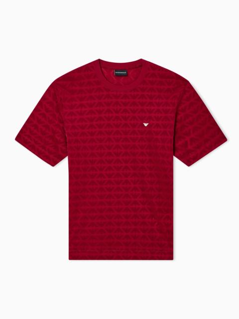 EMPORIO ARMANI LUNAR NEW YEAR LYOCELL-BLEND JERSEY T-SHIRT WITH FLOCKED EAGLES