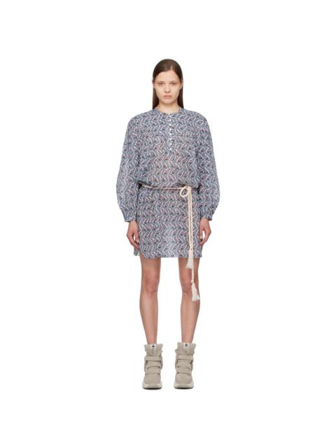 Isabel Marant Étoile Off-White & Blue Kildi Minidress