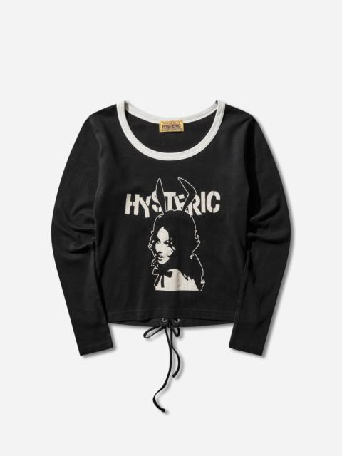 Hysteric Glamour Women's Bunny Girl Lace-Up Baby T-Shirt Black