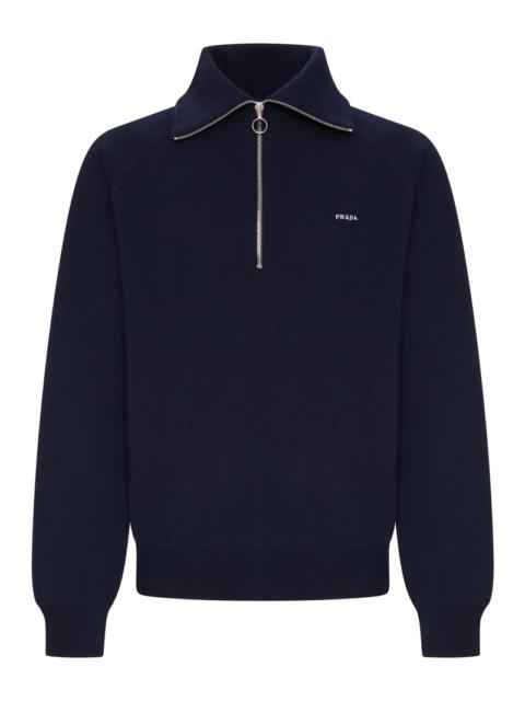 Prada Prada Men Knitted Polo Shirt With Prada Logo