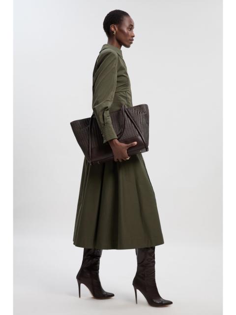 KAREN MILLEN Pleated Detail Cotton Woven Maxi Skirt