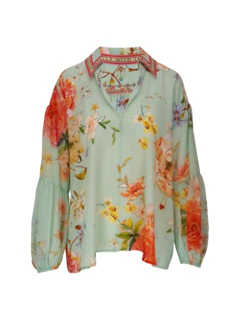 CAMILLA floral-print silk blouse