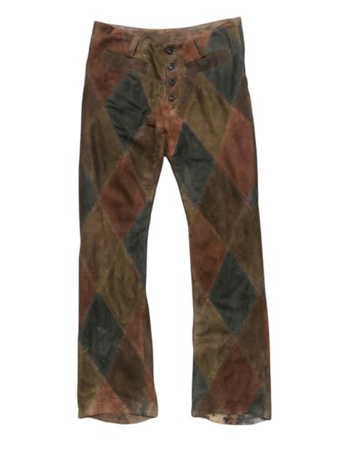 Japanese Brand - Vtg Crow's Nest Patchworks Sheep Leather Pants Rare Design