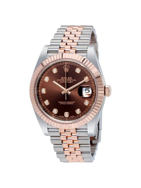 ROLEX Rolex Datejust 41 Chocolate Diamond Dial Steel and 18K Everose Gold Jubilee Men's Watch 126331CHDJ