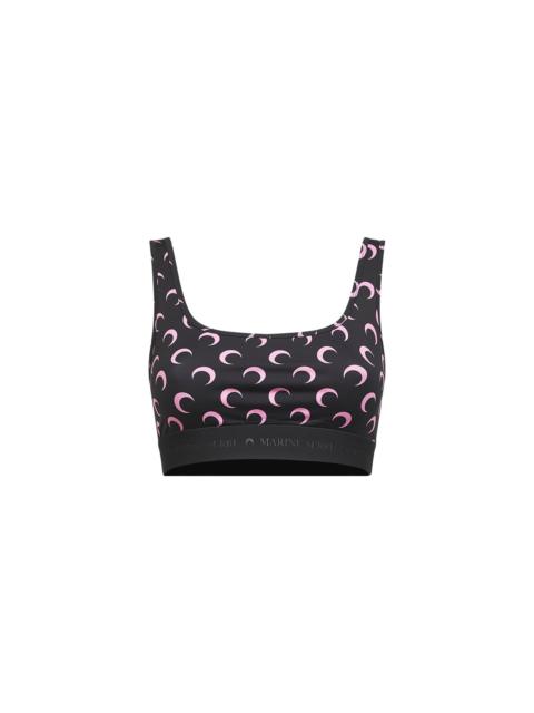 Marine Serre Marine Serre Women Black Printed Jersey Moon Sports Bra