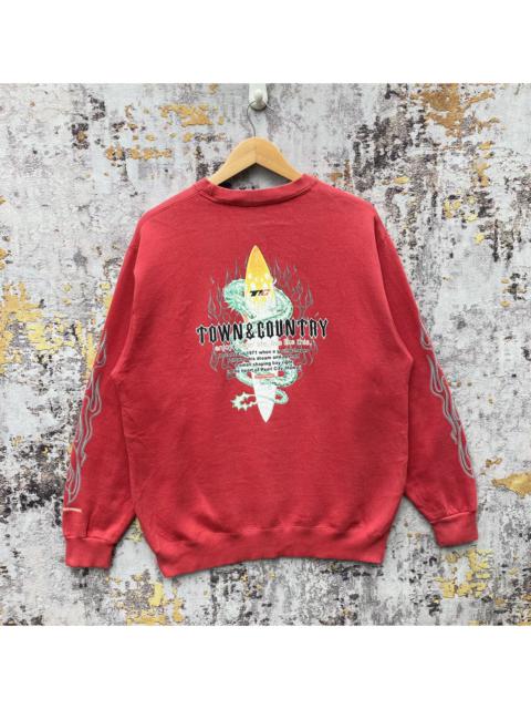 Vintage Y2K Town & Country Fire Dragon Sweatshirt T&C Surf
