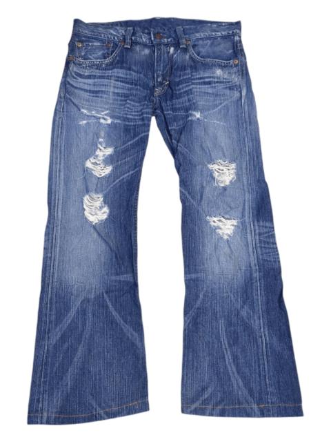 Other Designers Edwin × Japanese Brand × Vintage - Vintage Edwin 503 Blue Trip Distressed Flare Jeans