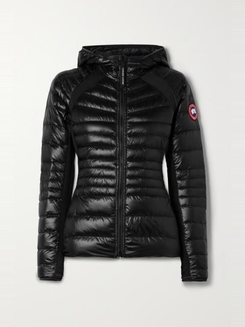 Hybridge Lite hooded stretch jersey-trimmed quilted shell down jacket