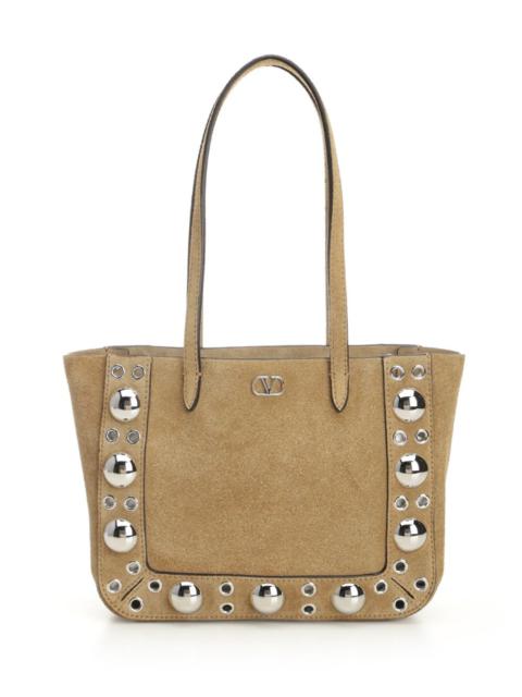 Valentino Mini Tote | Nellcote | Frame Suede A./Pall.Multi Studs-Logo Shoulder Bags Brown