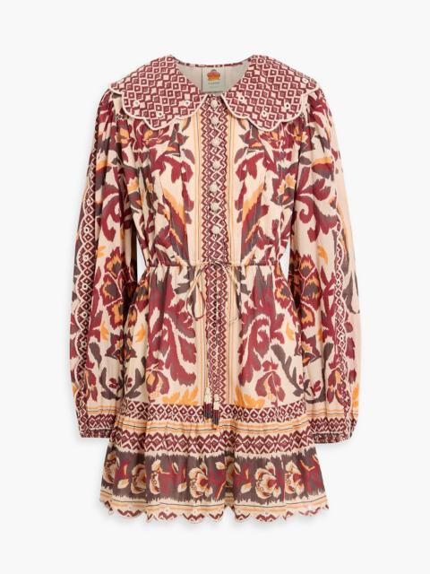 FARM RIO Printed cotton-voile mini dress