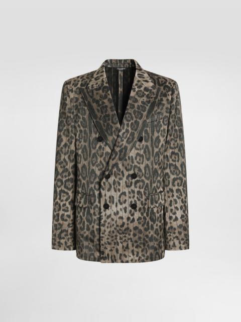 Dolce & Gabbana Leopard-print jacquard double-breasted jacket