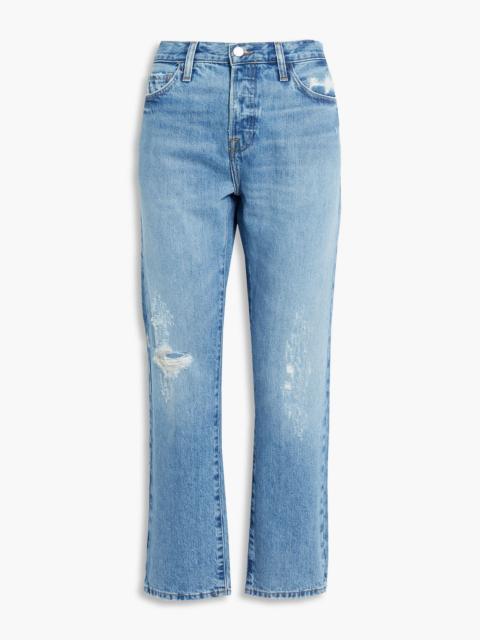 FRAME Le Pixie Slouch distressed high-rise straight-leg jeans