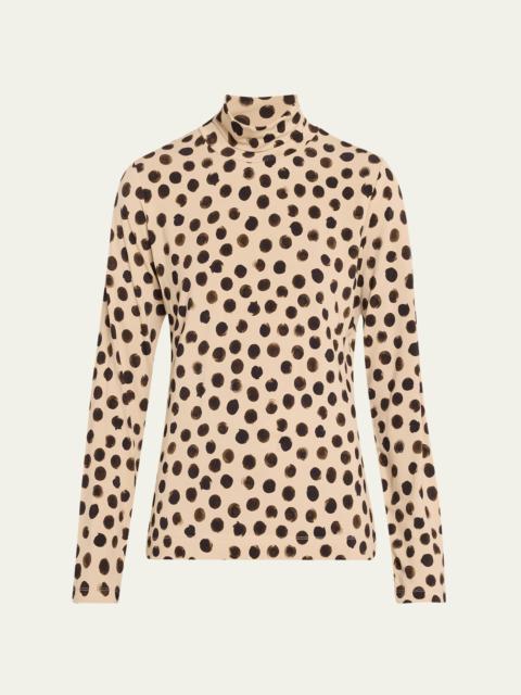 Hoske Polka-Dot Turtleneck Top