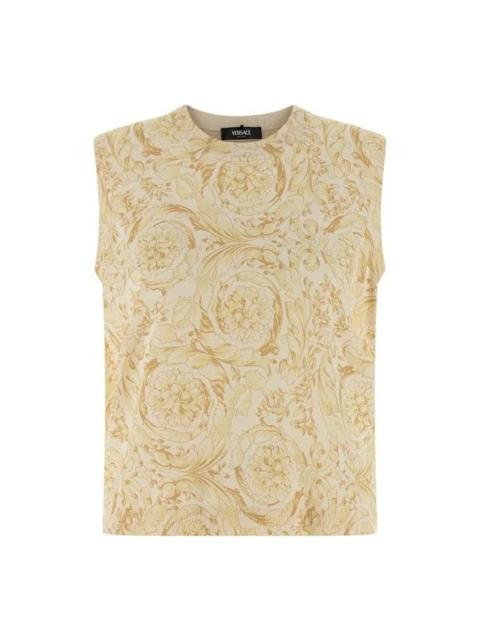 VERSACE VERSACE Yellow Barocco Silk Vest New & Authentic (Women's si