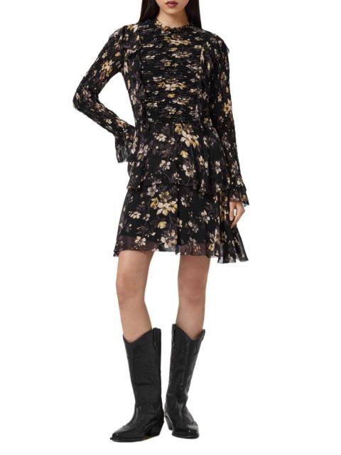 ALLSAINTS AllSaints Portia Floral Long Sleeve Dress in Vine Black at Nordstrom