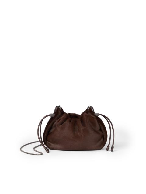 Brunello Cucinelli Brunello Cucinelli Calf hair Mellow mini bucket bag in Brown at Nordstrom