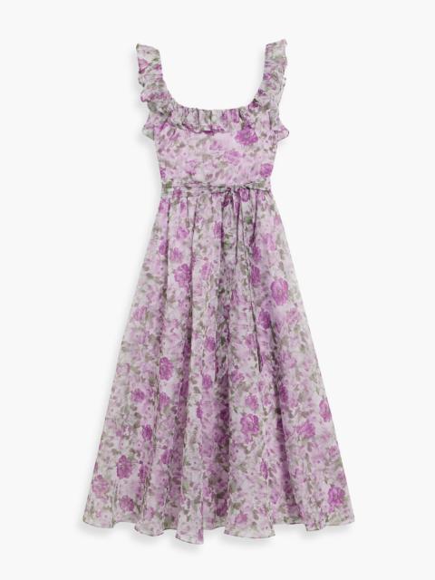 Other Designers Ruffled floral-print organza midi dress