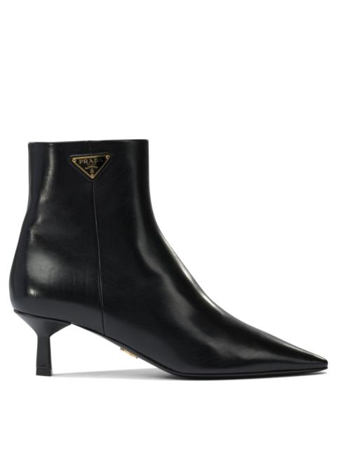 Prada Prada Logo Leather Ankle Boots Black Women