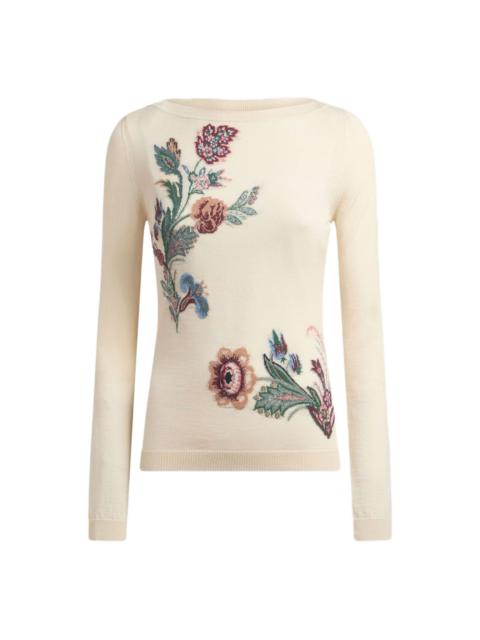 floral-jacquard sweater