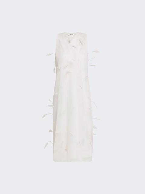 Jil Sander Feather Trim Silk Midi Dress Natural