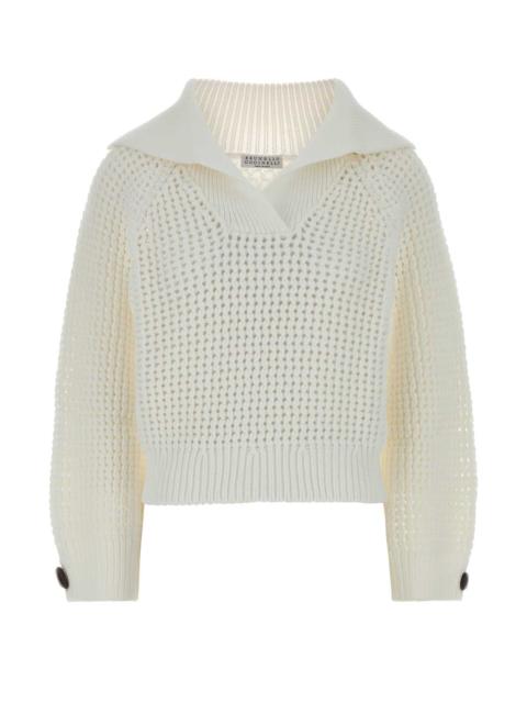 Brunello Cucinelli Brunello Cucinelli Women White Cotton Blend Sweater