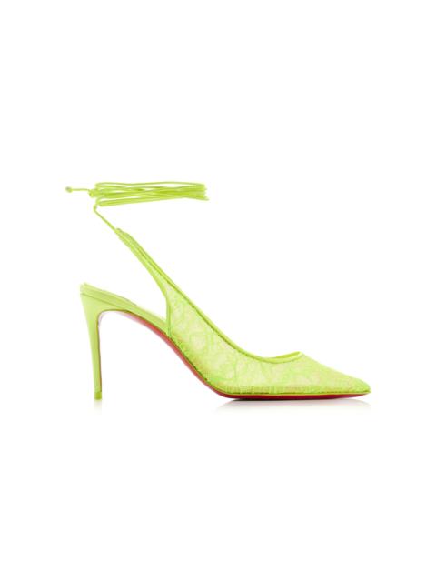 Christian Louboutin Kate 85mm Lace-Up Lace Pumps yellow