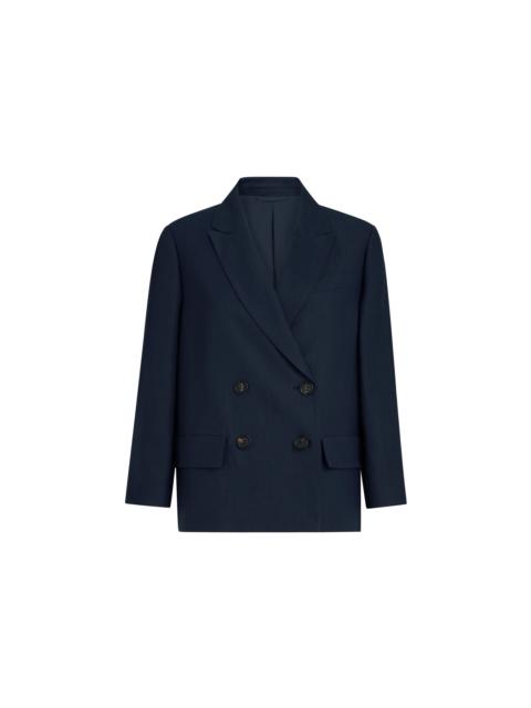 Brunello Cucinelli Brunello Cucinelli Fluid twill blazer with monili in Blue at Nordstrom