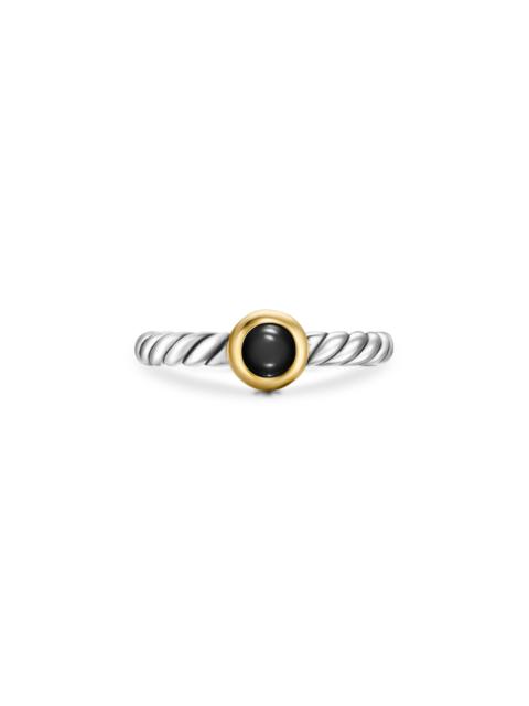 DAVID YURMAN David Yurman Petite Cable Ring in Sterling Silver with 14K Yellow Gold in Silver/Gold/Black Onyx at 