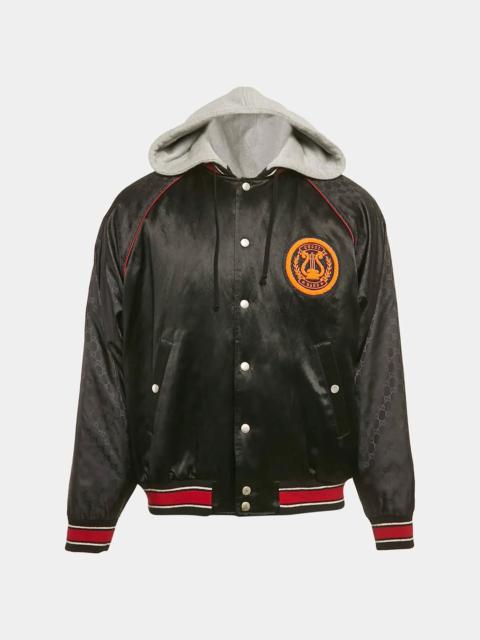 GUCCI Pre owned Limited Rare Gucci Multicolor GG Nylon and Satin Web Accent Zip Front Hooded Jacket!