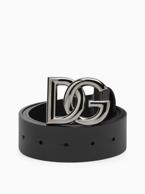 Dolce&Gabbana Black Belt With Rutenium Dg Plaque Men