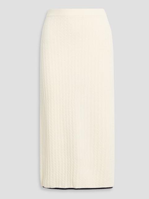 FRAME Cable-knit cashmere and silk-blend midi skirt