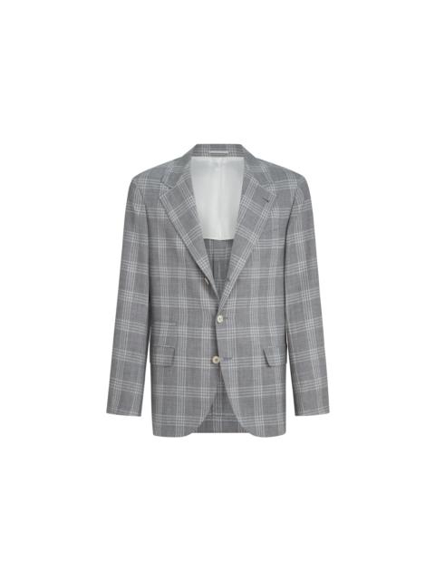 Brunello Cucinelli Brunello Cucinelli Tartan deconstructed blazer in Light Grey at Nordstrom