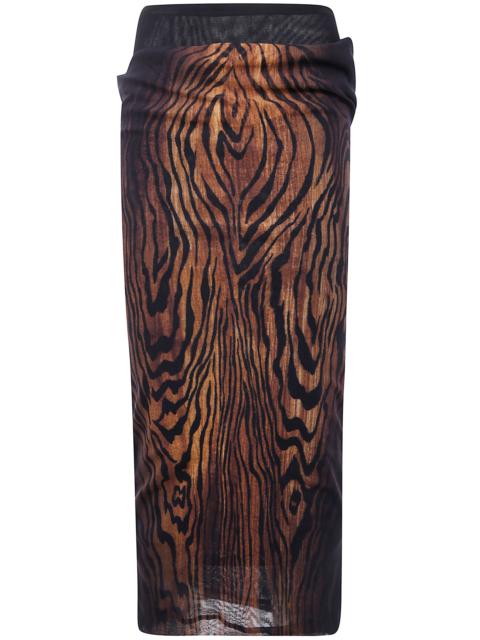 Jean Paul Gaultier Women Mesh Skirt Double Layer Printed "Wood"