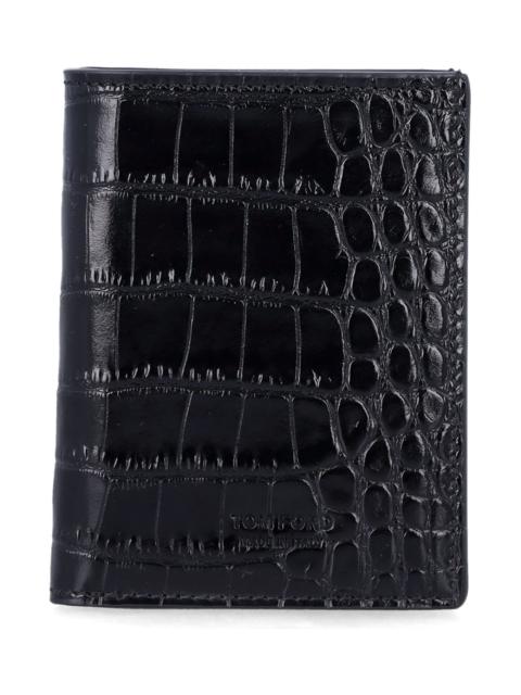 TOM FORD Tom Ford Black Croc-embossed Leather Cardholder